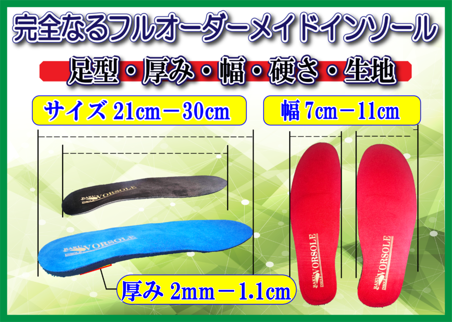 厚みや幅、重さもオーダーのインソール