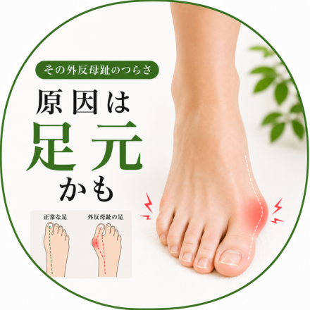 外反母趾と足元のバランスの関係をイメージした足