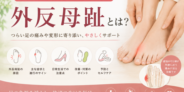 外反母趾の原因や症状、予防やセルフケアを解説するアイキャッチ画像