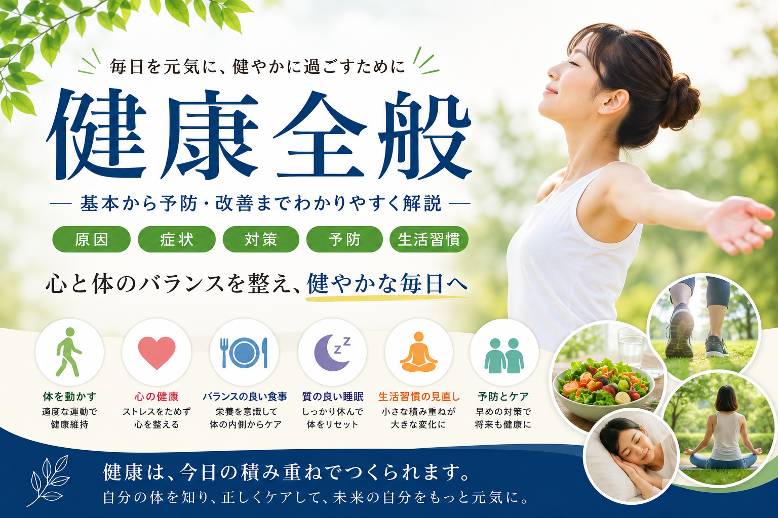 健康全般に関する基礎知識や生活習慣をイメージしたアイキャッチ画像