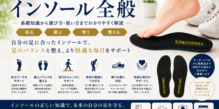 インソールの役割や選び方、足元を支える機能をイメージしたアイキャッチ画像