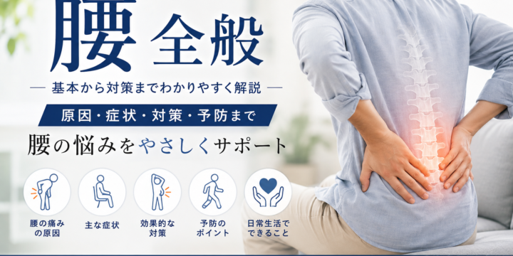 腰痛や腰の違和感の原因・症状・対策をイメージしたアイキャッチ画像
