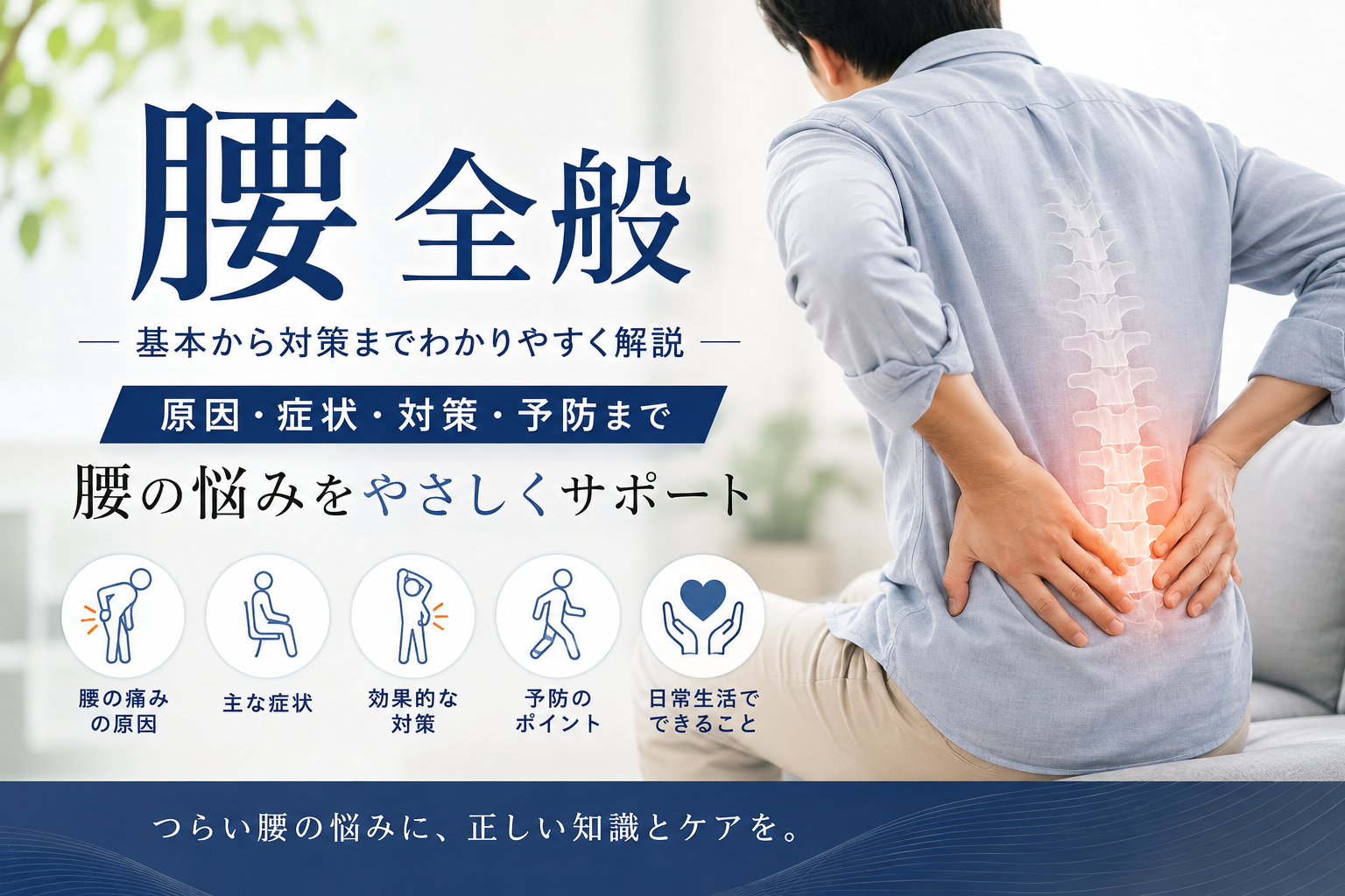 腰痛や腰の違和感の原因・症状・対策をイメージしたアイキャッチ画像