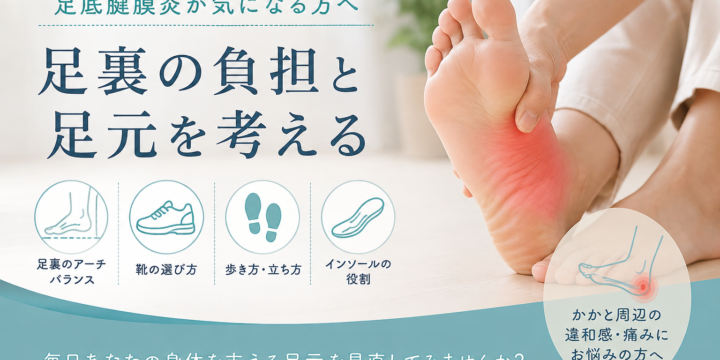 足底腱膜炎が気になる方へ 足裏の負担とインソール・足元のバランス