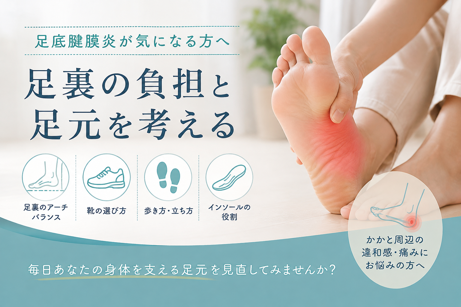 足底腱膜炎が気になる方へ 足裏の負担とインソール・足元のバランス
