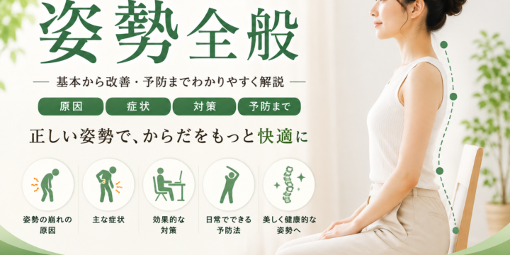 正しい姿勢や猫背・反り腰など姿勢全般をイメージしたアイキャッチ画像