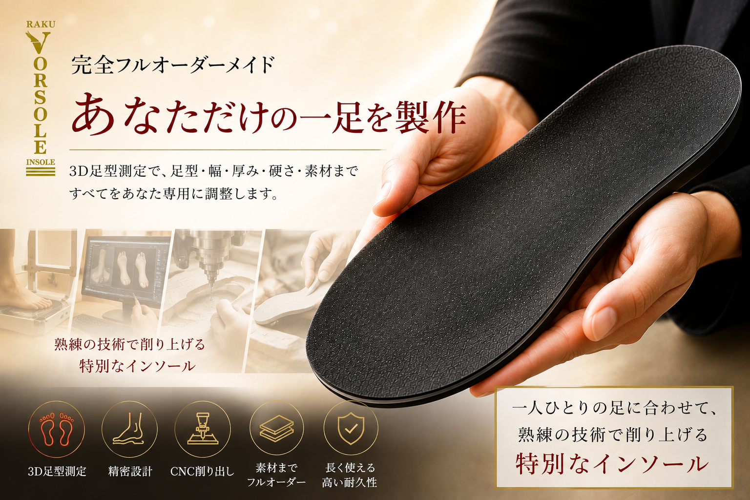 大人気❣️ 3D足型対応 カスタム インソール 足型に合わせた立体設計 東京のオーダーメイドインソール｜3D足型測定｜エスコルテーゼ