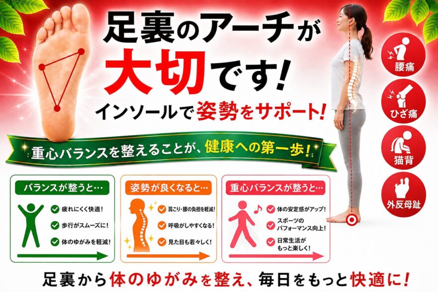 足下は健康の源、インソールで足腰を強化
